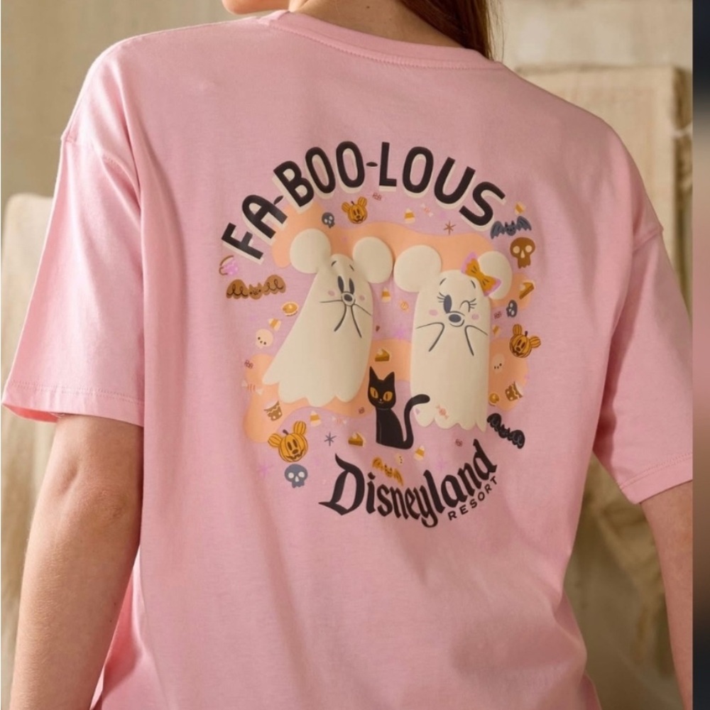 Disneyland Cutie Mickey Minnie Ghosts Halloween Pink T-Shirt NEW